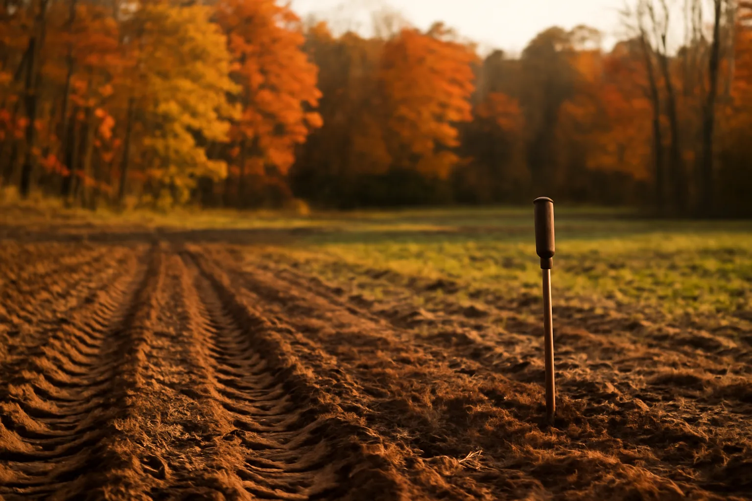 Tilled food plot clearing in the woods, exploring whether deer like honey as bait