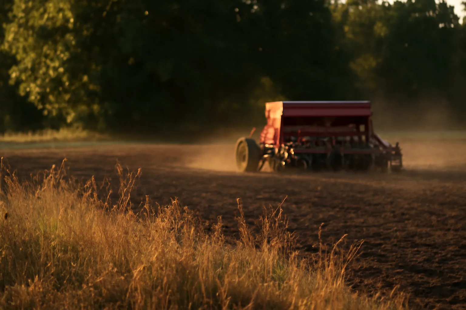 Browning sprayed field with a no-till drill waiting to plant a food plot