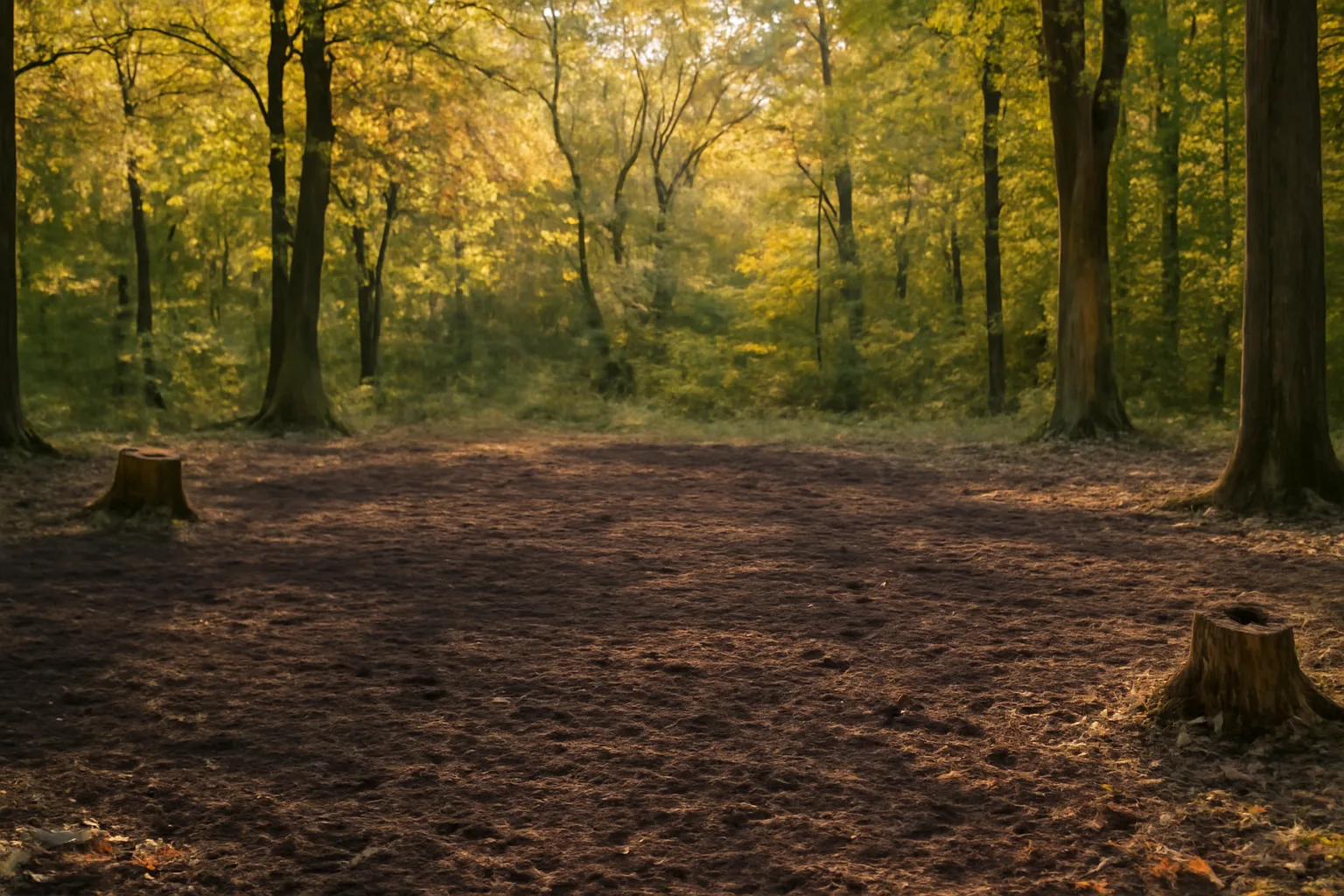 Freshly cleared food plot opening in hardwood timber with disced soil