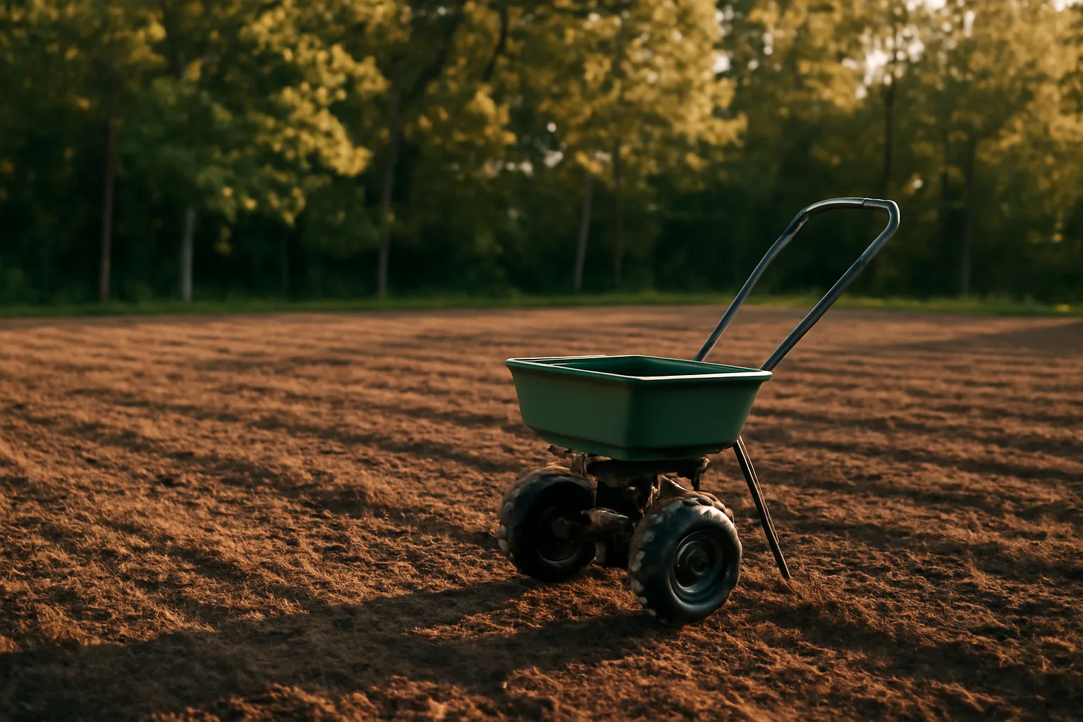 Freshly tilled deer food plot at dusk ready for late-summer seeding