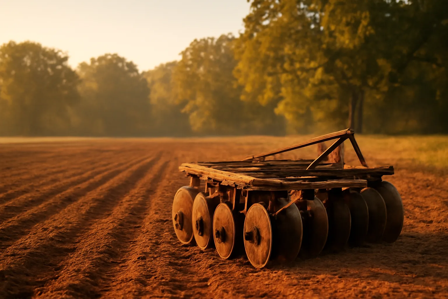 Freshly tilled red clay food plot ready for fall planting in South Carolina