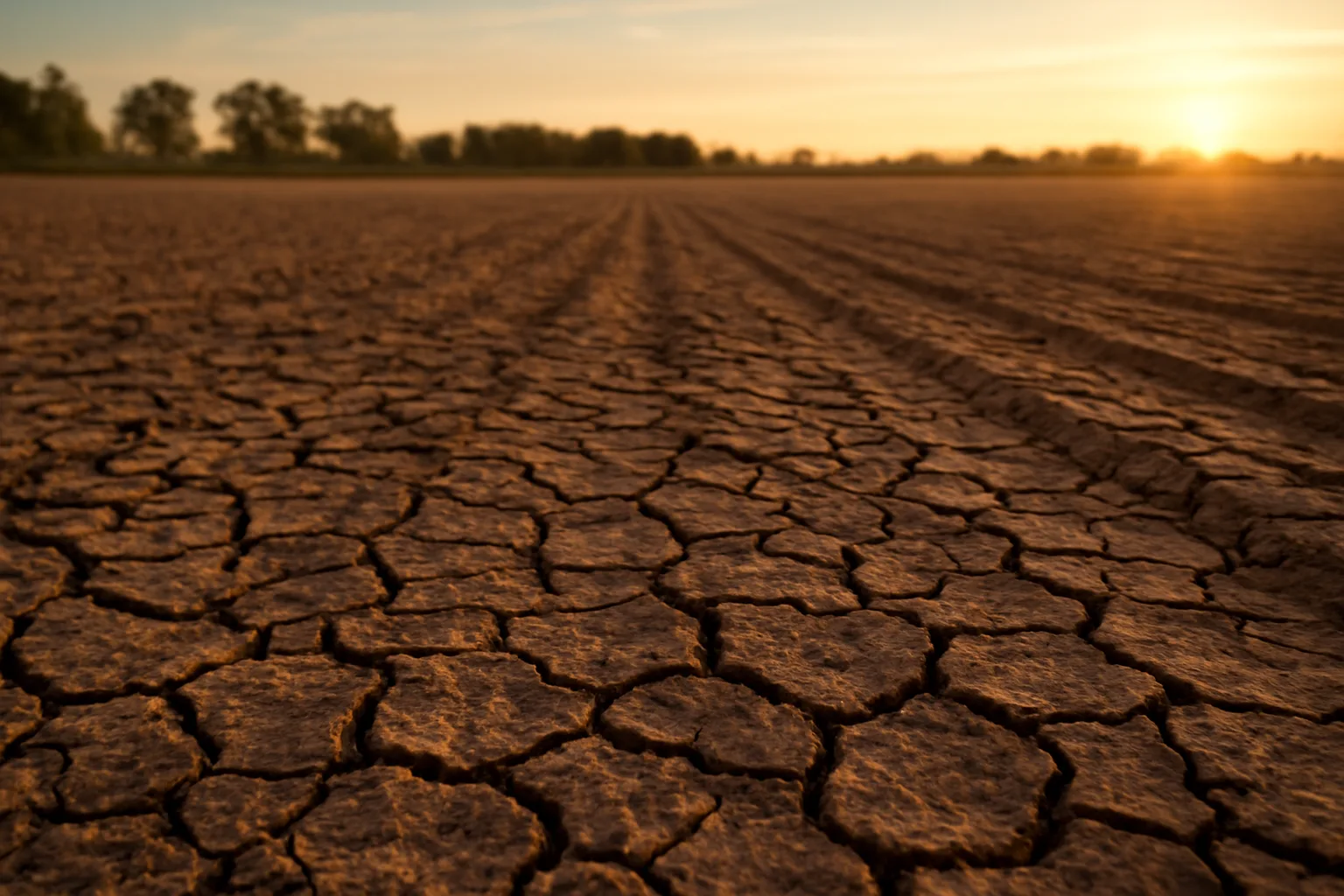 Dry cracked soil in a planted food plot field waiting for rain